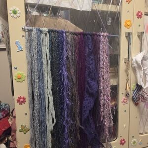 Handcrafted Purple and Blue Yarn Wall Hanging - Boho Home Accent